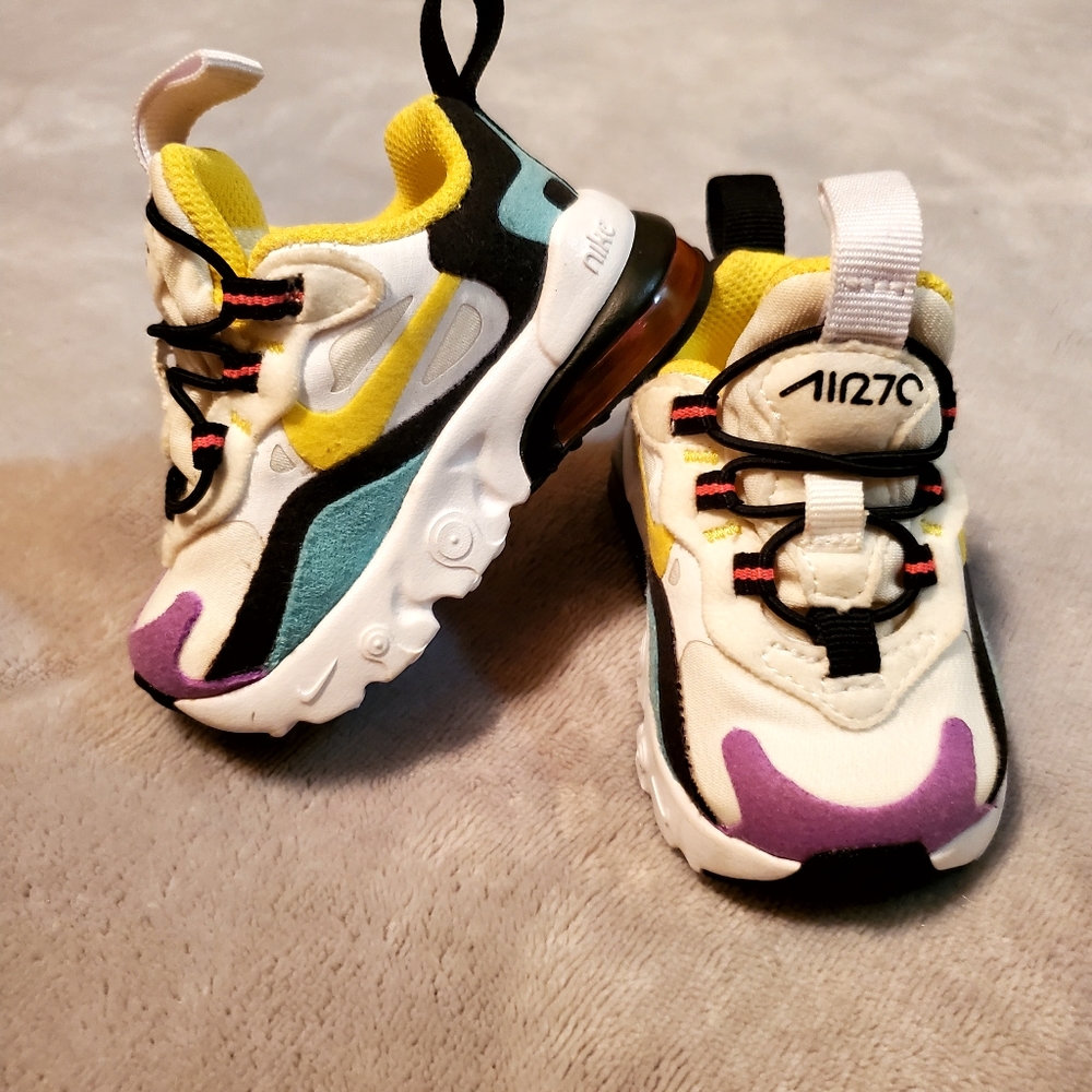 Nike 2C Infant Shoe Tennis Sneaker Blue Purple Yellow White Shoes
